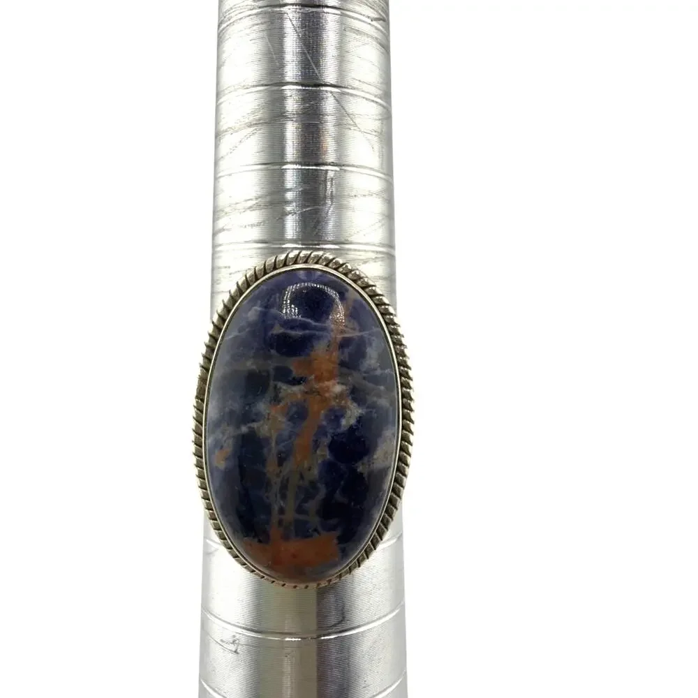 Oval Sodalite Sterling Silver Ring Artisan Jewelry 8